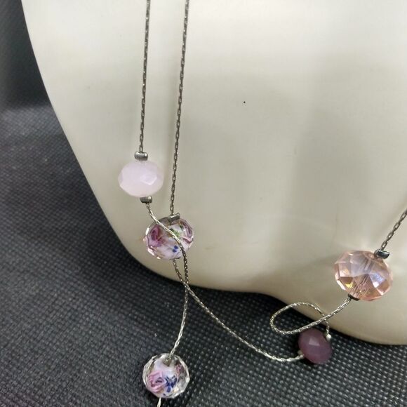 Cato's nwt Floating pink and rose crystal drop necklace and earrings - Picture 3 of 4